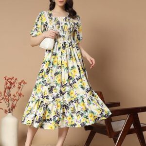 KZULLY Women's Crepe Midi Dress White