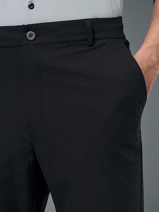 TECHNOSPORT Men's Slim Fit Solid Semi-Formal Trousers Pant with Duracool+ Stretchable and Quick Dry - Image 2