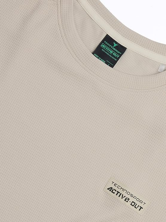 TECHNOSPORT Men's Slim Fit Textured Crew Neck Full Sleeve Active Out Cubix T-Shirt for Gym, Sports & Regular Use - Image 3