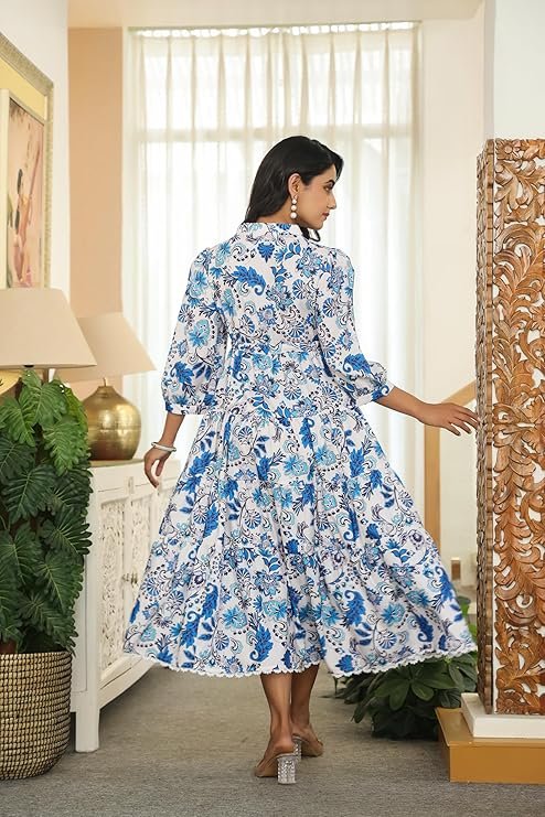 GRECIILOOKS Dress for Women Stylish | One Piece Dress for Women Long | Women Dress | Long Dress for Women | Maxi Dress for Women Blue - Image 2