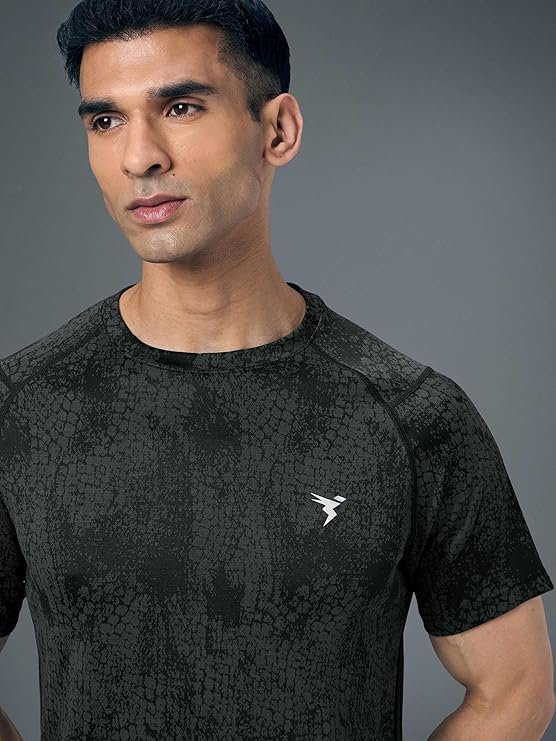 TECHNOSPORT Men's Slim Fit Crew Neck Printed Half Sleeve Technocool+ T-Shirt for Gym, Sports & Regular Use - Image 3