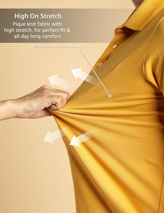 Symbol Premium Men's Cotton Stretch Solid Polo T-Shirt (Regular Fit | Pique Knit) - Image 3