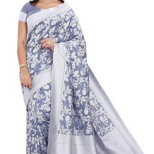 Glory Sarees Women's Banarasi Artificial Silk Saree With Blouse Piece Grey
